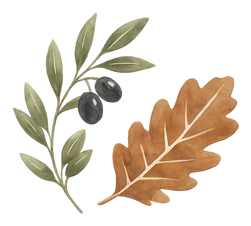 Olive and Oak botanical mark